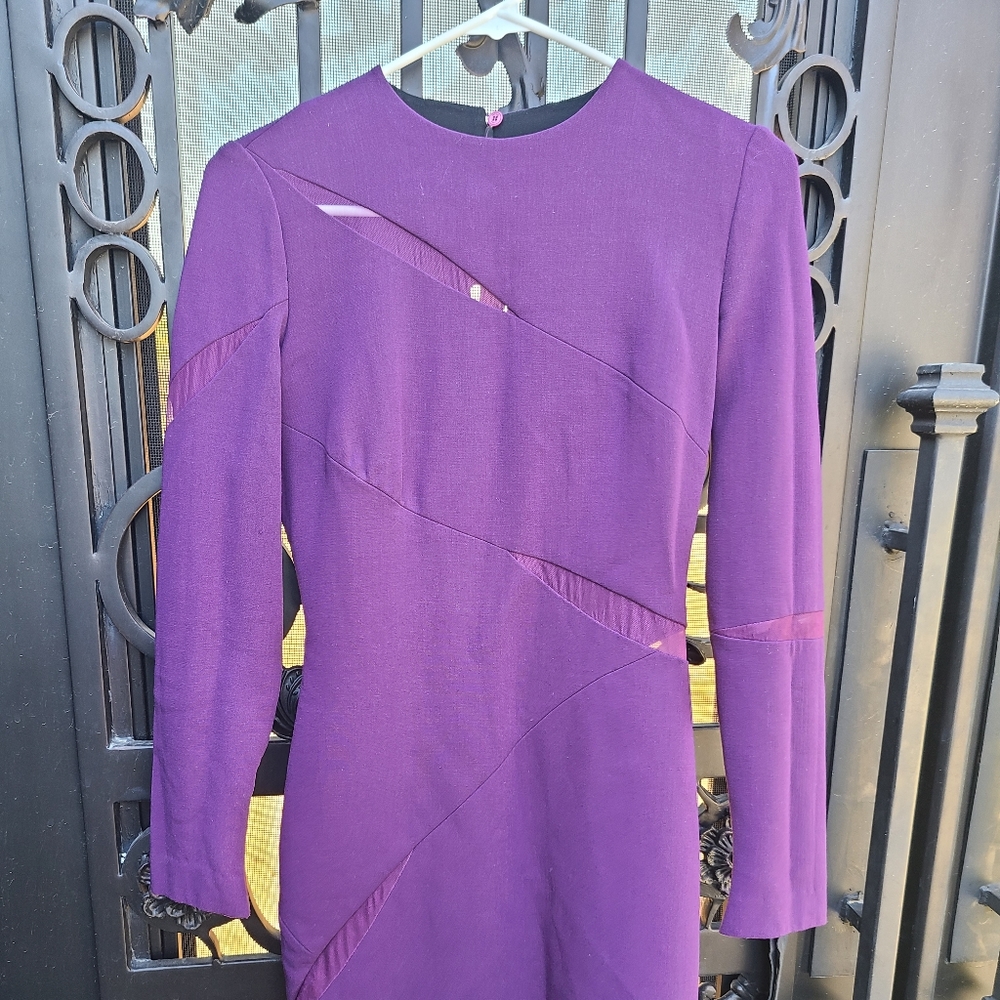 PUCCI Emilio Pucci purple mesh panel wool blend dress. *Altered 0-00